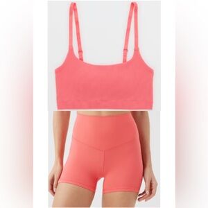 NWT Offline by Aerie Coral Pink Matching Short and Bra Set